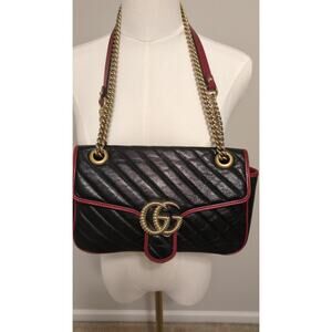 Authentic Gucci Small GG Marmont Matelasse Leather Torchon Bag